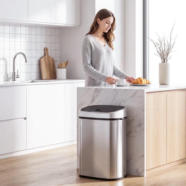 Automatisk Papperskorg 48L, Rostfritt Stål/ABS, Silver