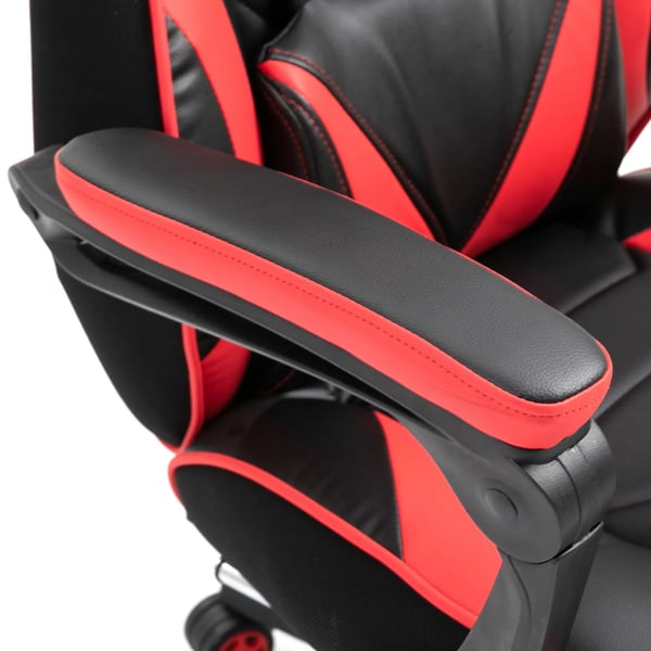 Ergonomisk Gamingstol i PU-Läder med Fotstöd och Massagefunktion - Svart/Röd