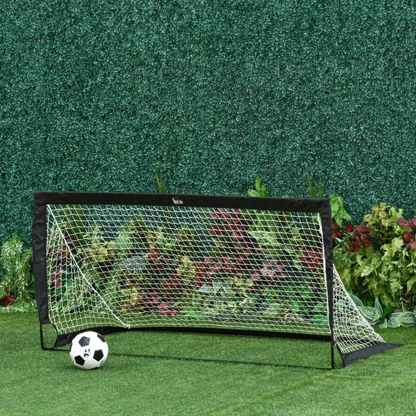 Foldbart Fodboldmål Sæt til Børn og Voksne - 2 stk. Mål af Stål og Oxfordstof, Sort, 186x90x89 cm - Inkl. Bæretaske