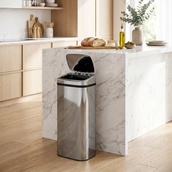 Automatisk soptunna med sensor, kökssoptunna i rostfritt stål 50/68L silver (50L)