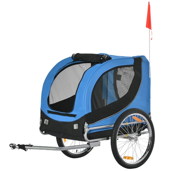 Cykelvagn för hundar, Husdjursvagn, Blå/Svart, Oxford/Stål, 130x73x90cm