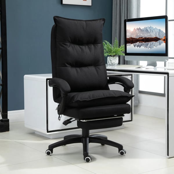 toimistotuoli, johtotuoli, pyörätuoli hierontatoiminnolla, korkeussäädettävä, ergonominen, nylon, musta, 70x62x120-130cm