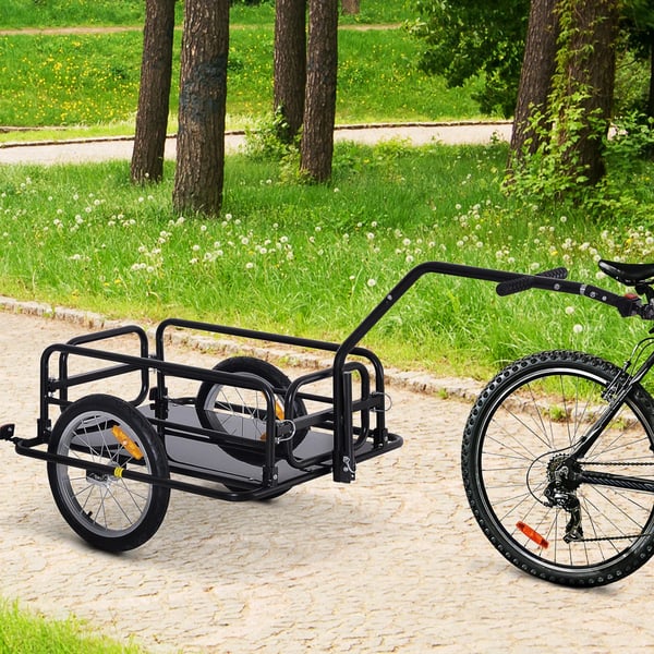 Cykelvagn Lastvagn 40 kg Svart Stål Gummi 155x71.5x77cm