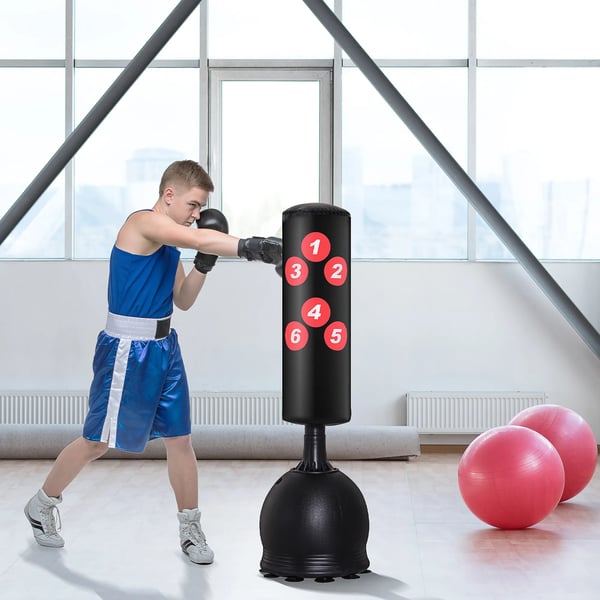 Stående boksesæk 165 cm til Voksne - Heavy Duty med Sugekopfod (Sort, HDPE/PVC/EPE)