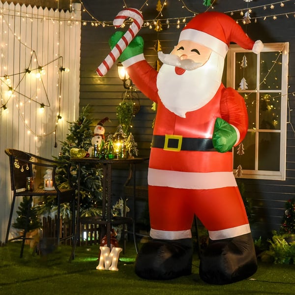Uppblåsbar juldekoration, 2,4 m Jultomte med LED-belysning, Polkagris för inomhus- och utomhusbruk