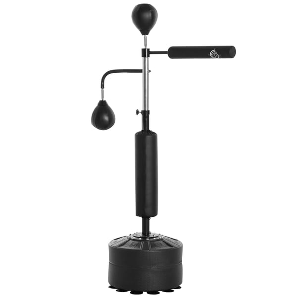 Boxningsställ med 2 Speedbollar, Reflexstång och Sugkoppsfot, 160-230 cm Höjdjusterbart, Svart