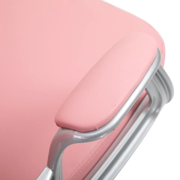 ergonominen toimistotuoli, vaaleanpunainen PU-nahka, säädettävä korkeus, pyörillä