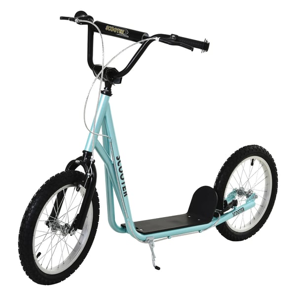 Børnescooter, Foldbar Løbehjul med Luftdæk & Håndbremse, Cityscooter, Eventyr for Børn fra 5 år, Lysblå, 16 tommer Hjul