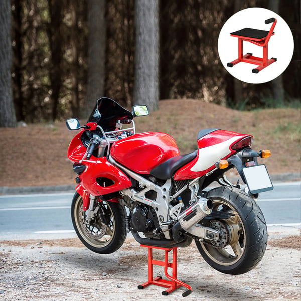 Motorcykellyft Röd 150 kg Kapacitet Justerbar Höjd 39-46 cm Metall/Gummi