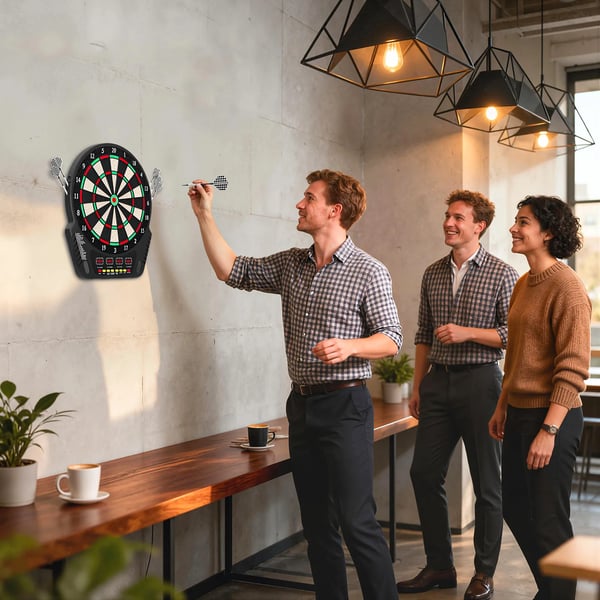 Elektronisk Darttavla med 6 pilar, 27 spel, ljud & röst, flerfärgad