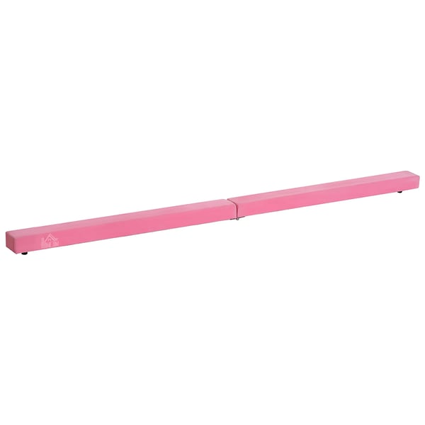 Vikbar Gymnastikbalk 210 cm - Rosa Polyester, Hopfällbar Balansbalk för Inomhus & Utomhusbruk, Maxvikt 120 kg