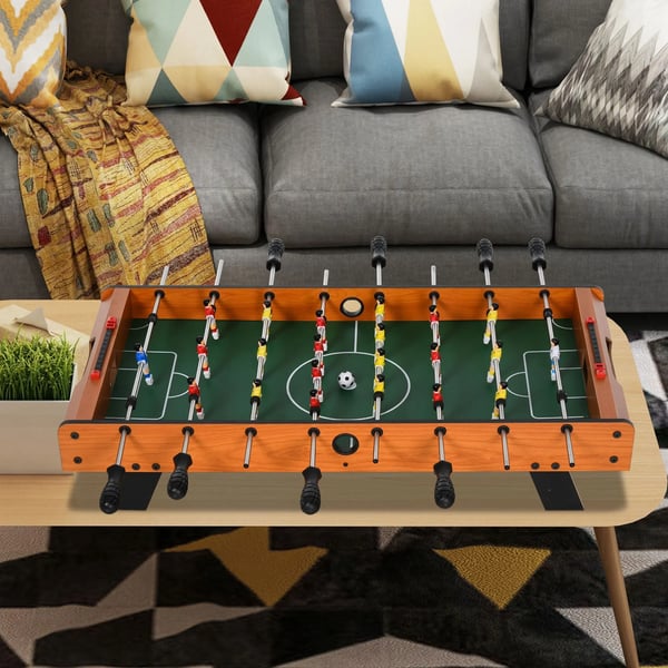 Fotbollsspel i MDF och rostfritt stål, naturträ/svart, 84,5x40x61,2 cm