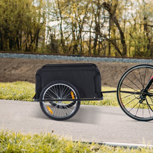 Polkupyörän tavaraperävaunu, 40kg kantavuus, 20" renkaat, Oxford-materiaali, musta