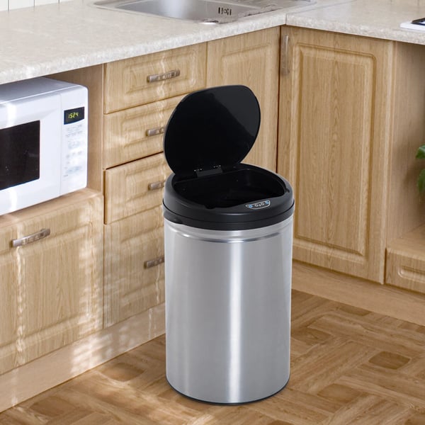 Automatisk sensor-soptunna, IR-sensor, rund, 30L, valfri innerhink, rostfritt stål