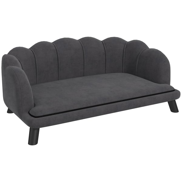 Luksus hundesofa med ryglæn og træben, mørkegrå, 98,5x60,5x35,5 cm