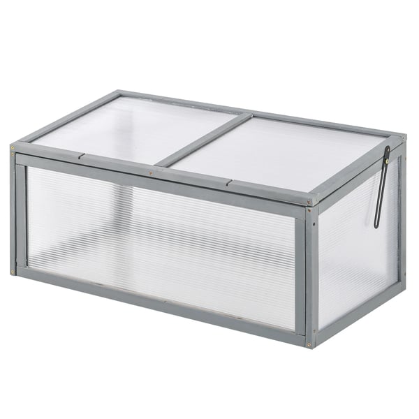 drivhus af grantræ og polycarbonat, grå, 90x46x40cm