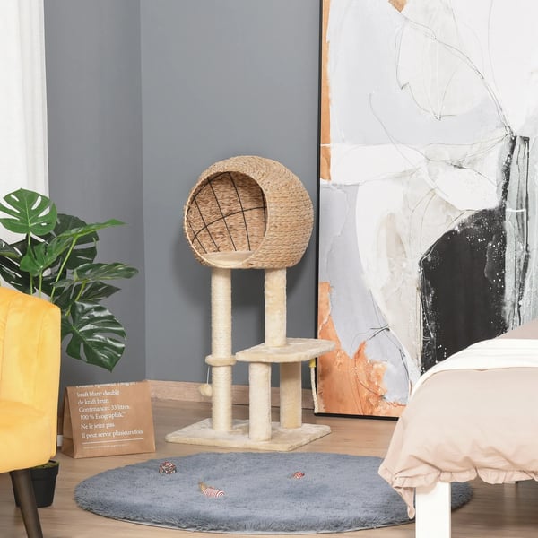 Klösträd Klösträd Kitty Möbler med Klöshåla, Bolleksak, Sisal, Mjuk Plysch, Beige, Höjd 100 cm