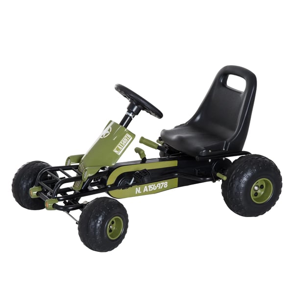 Go-kart trampbil för barn med handbroms, från 3 år, grön, 99x65x56 cm