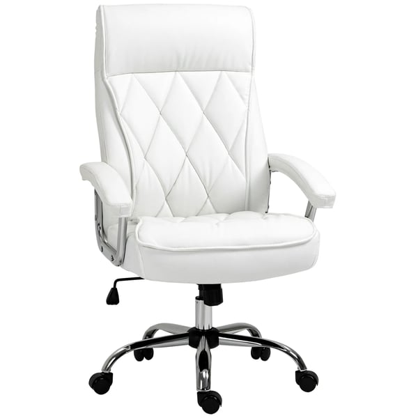 ergonominen toimistotuoli PU-nahkaa, timanttikuvio, valkoinen