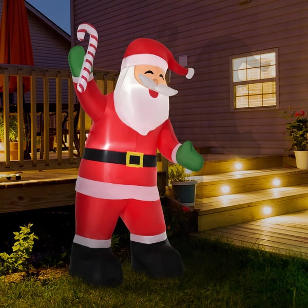 Uppblåsbar jultomte med polkagris 250 cm LED med fläkt Juldekoration för julfest Vit+Röd+Grön 140 x 85 x 250 cm