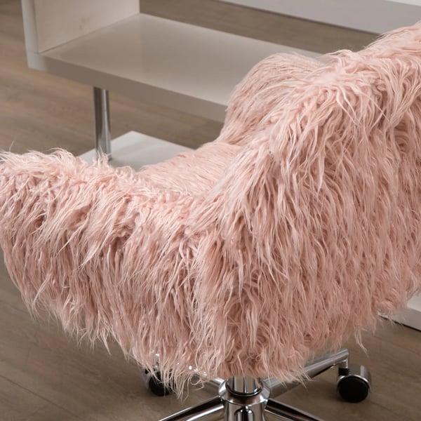 Kontorstol Drejestol Kontorstol med Faux Fur S àdehésjningshésjnings Kunstpels Skum Lyserésd+Séslv 57 x 60 x 75-85 cm
