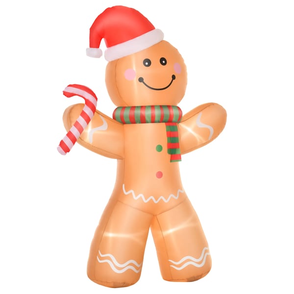 Uppblåsbar Pepparkaksgubbe 2.4m med LED, Väderbeständig Polyester, Gul