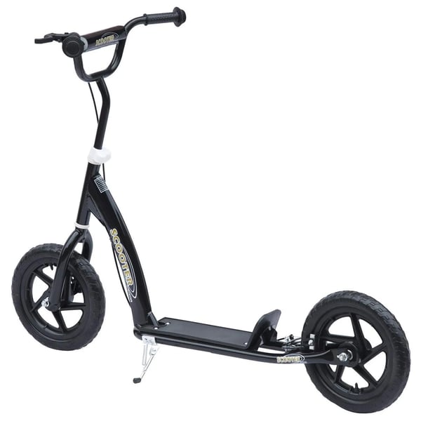 Sparkcykel för barn 12 tum med bakbroms, höjdjusterbar sparkcykel, roller i svart, stål & EVA