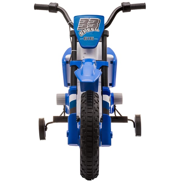 Elmotorcykel 12V för Barn - Blå/Vit PP/Metall med Stödhjul, Från 3 År
