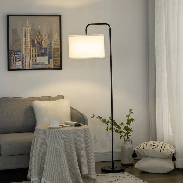Standerlampe i Legeret Stål, Hvid og Sort, med Lampeskærm, 64 x 38 x 163,5 cm