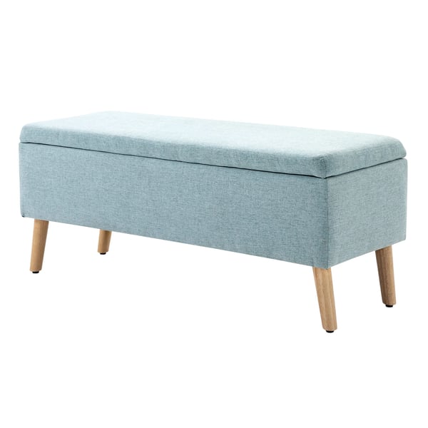 Säilytyspenkki vaaleanvihreä – Pellavapolyesteri, massiivipuujalat, 110x39x45 cm