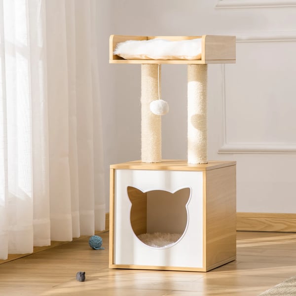 Kradsetræ med Kattehule, Sisal, 35x35x81cm