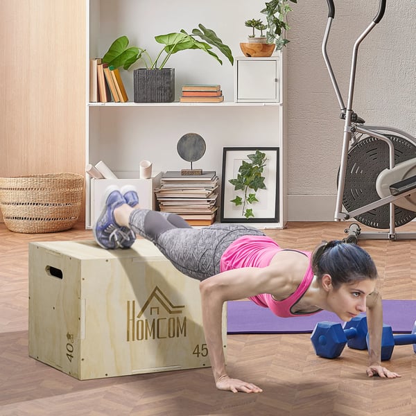 Plyo Box i Bøg 45x40x60cm - Springkasse til Hjemmetræning