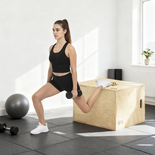 3-i-1 Plyo Box i træ Plyometrisk springkasse med 3 springhøjder Håndtag 61 x 51 x 76 cm Naturtræ