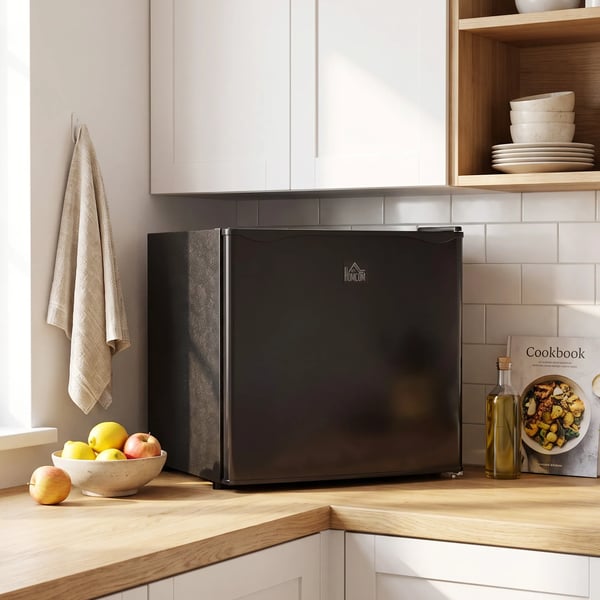 Minifrys 35L - Kompakt elektrisk frysskåp, 161W, -14 till -24°C, 5-stegs temperaturreglering, Svart/Stål/Plast