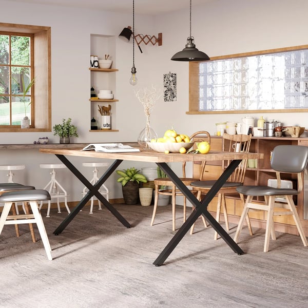 2 bordsben X-form svart 72 cm i pulverlackerat stål för soffbord eller skrivbord