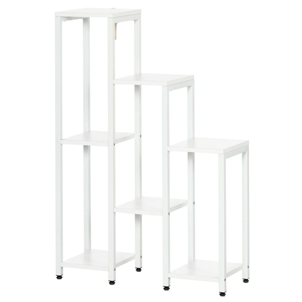 Blomsterstander Mellemrumsholder Hylder Hvid Stål 7 Niveauer Indendørs Udendørs 65x23x94.5cm