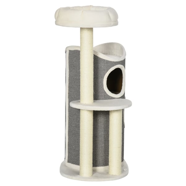Kradsetre 109cm Katteleg med Kradsepale, Sisal, Hvid+Gra