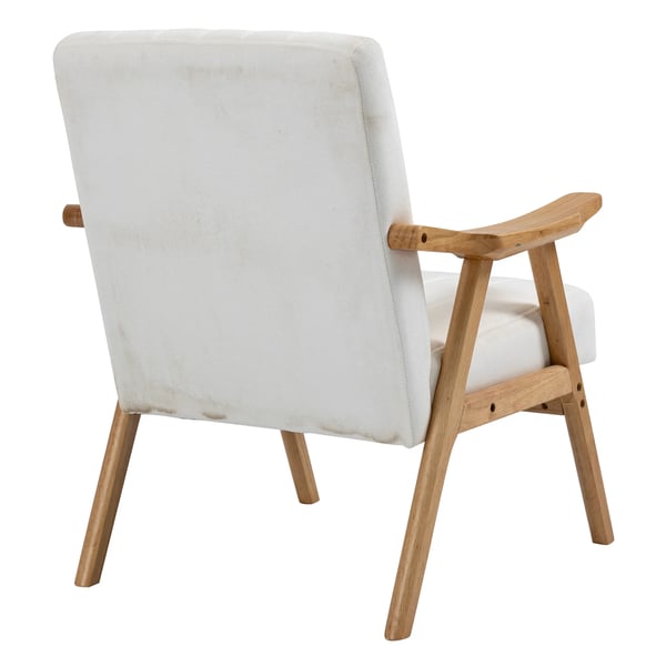 Lænestol i fløjl (Creme/Gummitræ) med armlæn, Skandinavisk design, 68x74x82cm