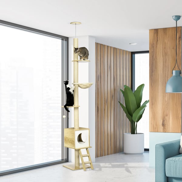 klösträd takmonterat 240-260 cm, kattbod & hängmatta, ljusbrun/beige