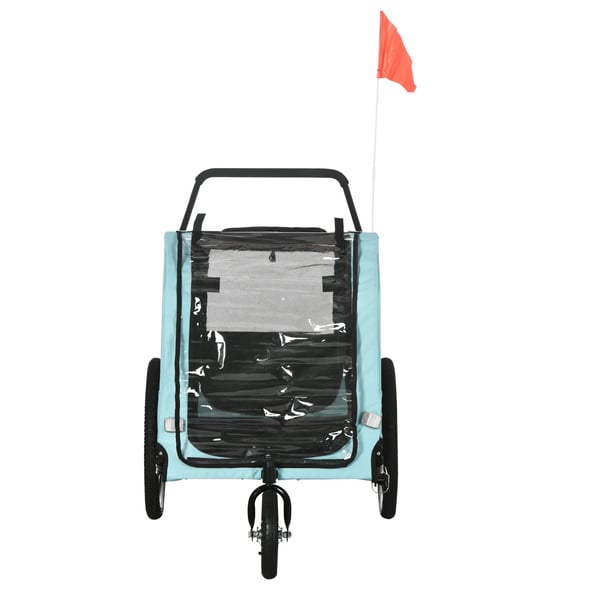 2-i-1 hundsläp, cykelvagn för hundar, hundvagn med reflexer, hundbuggy max 30 kg, Oxford-tyg, blå