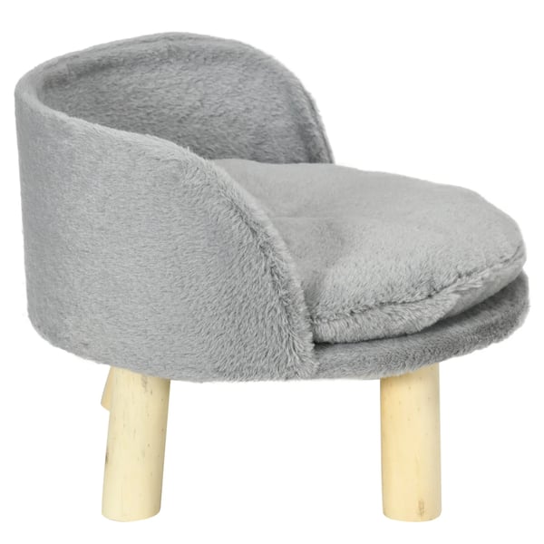 Husdjurssäng för hundar och katter, rund, grå, polyester, med halkfria fötter och kudde, 40,5x40,5x33cm