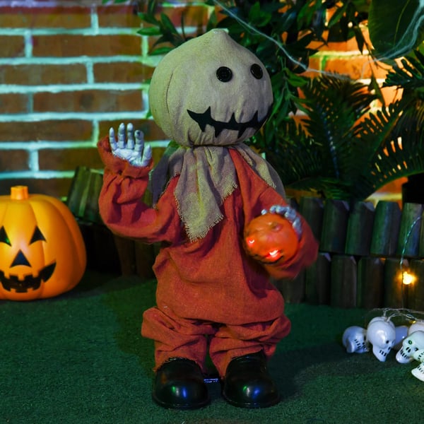 Fågelskrämma Halloween-dekoration, rörlig, ger ifrån sig ljud, batteridriven