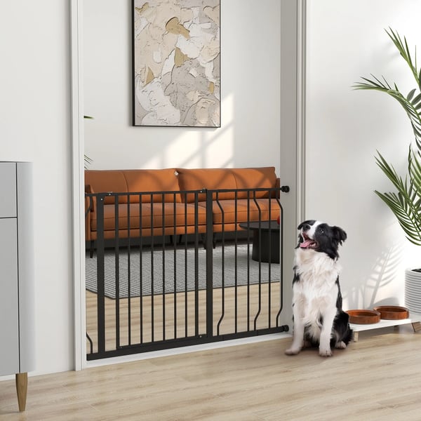 Hundport Säkerhetsgrind 75-145 cm Stål Svart ABS-plast