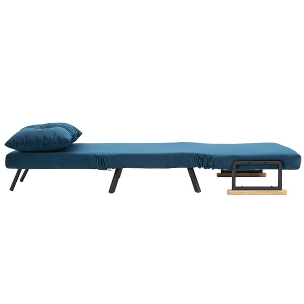 bäddsoffa fåtölj blå sammet stål 63x73x81cm
