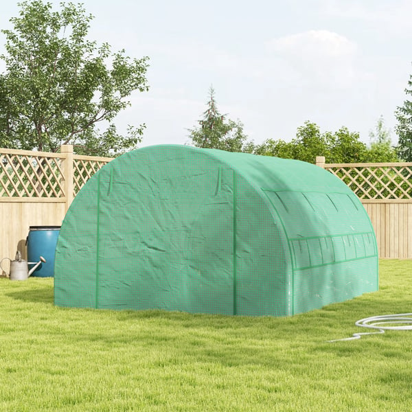 Folietunnel 3,97x3x2m Gångbar, UV-skydd, Rullbara täckningar, Stål, Grön