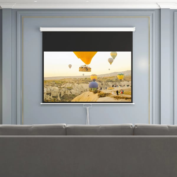 projektionsduk 172 x 96 cm manuell rullbar projektionsduk för 4K, HD, filmduk för hemmabio och presentation vit