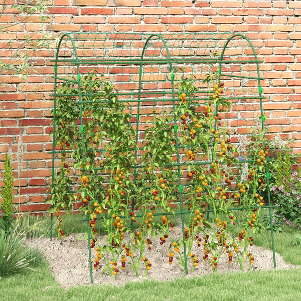espalier, klatrestativ til klatreplanter, justerbart espalier, plantegitter med net, plantestativ til have, altan, stål, grøn
