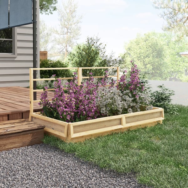 højbed med espalier, urtebed, plantekasse i træ, blomsterkasse til have, altan, naturtræ, 183 x 98,5 x 95 cm