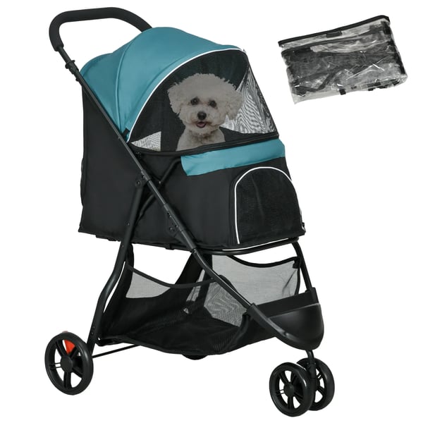 Kæledyrsvogn Hunde/Kattevogn 2-i-1, Foldbar, Mørkegrøn, Oxford Polyester
