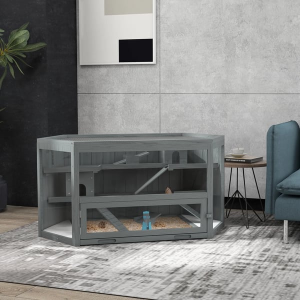 3-etagers gnaverbur i gran, gråt, 115 x 60 x 55 cm